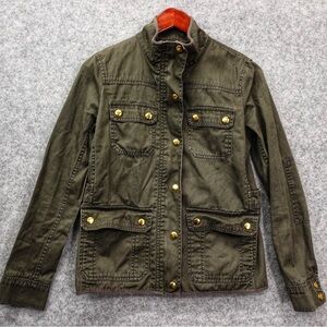 J. Crew Khaki Utility Jacket with Gold Accents Size XS